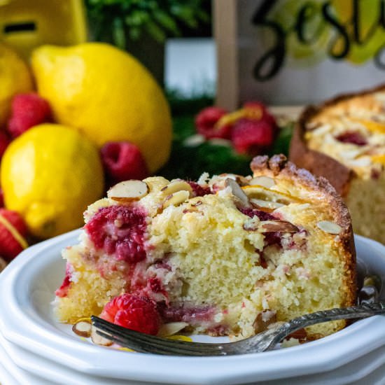 Raspberry Lemon Almond Ricotta Cake