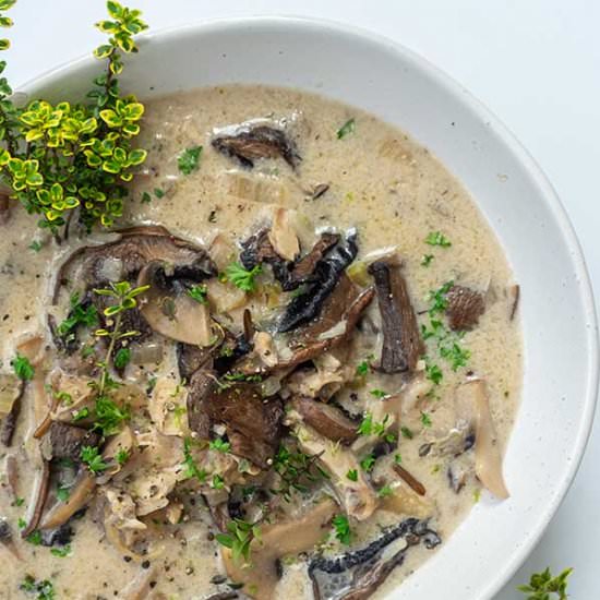 Creamy Chicken Mushroom Rice Soup