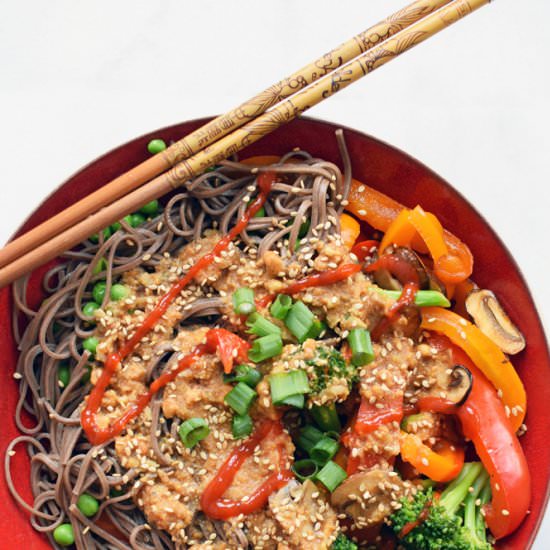15 minute peanut soba noodle bowl