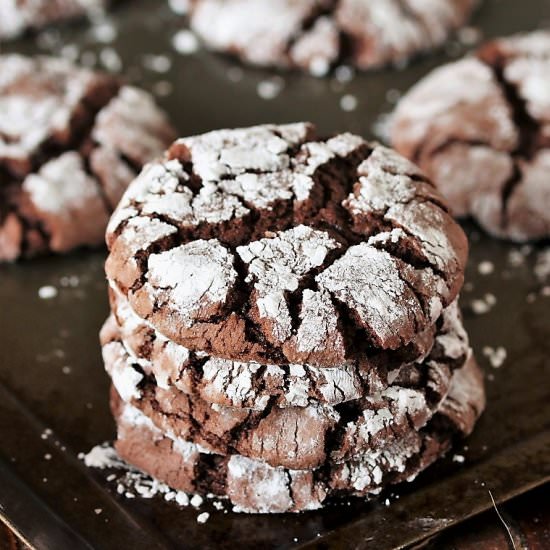 Chocolate Crinkle Cake Mix Cookies