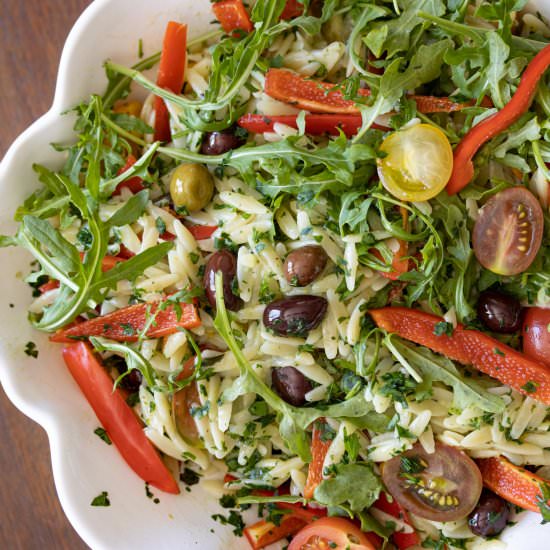 Orzo with Basil Butter, Peppers