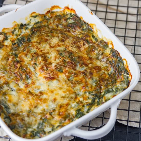 Cheesy Creamed Spinach Gratin