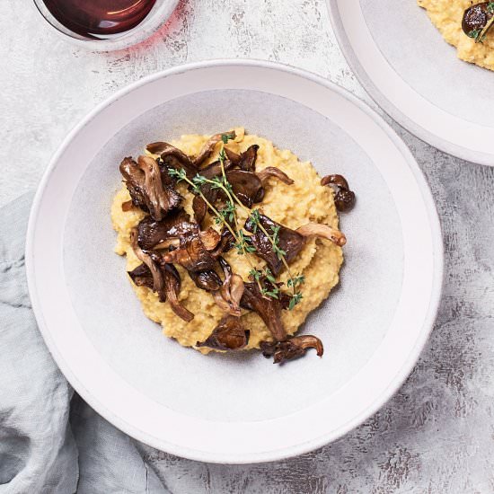 Vegan Polenta with Roasted Mushroom