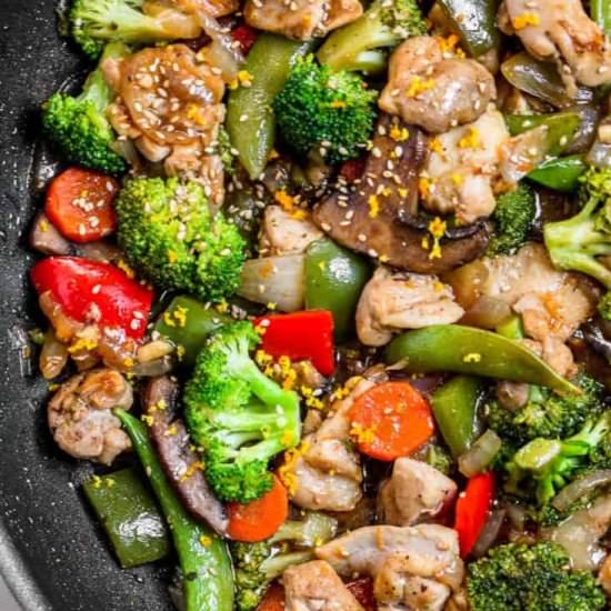 orange sesame chicken stir fry!