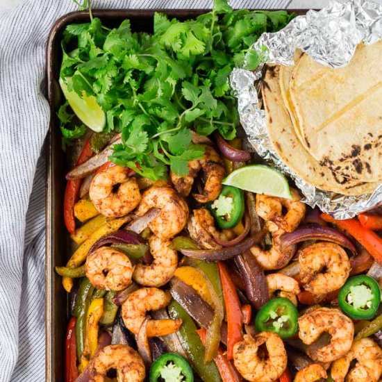 Sheet Pan Shrimp Fajitas