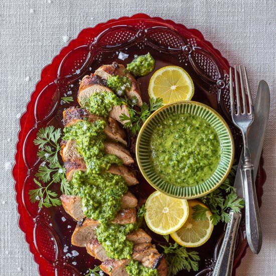 Pork Tenderloin with Zhoug Sauce