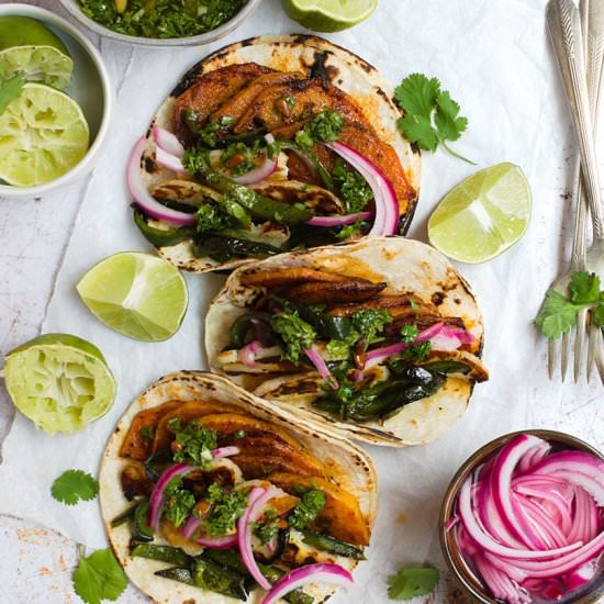 Roasted butternut squash tacos