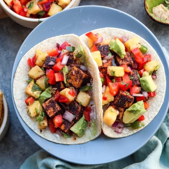 blackened tofu with pineapple salsa