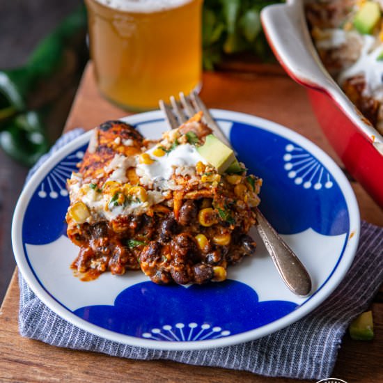 Black Bean Elote Poblano Enchiladas
