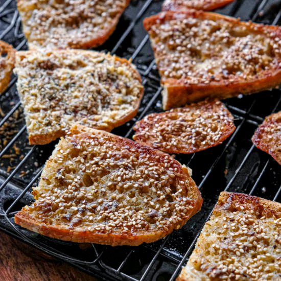Anchovy Butter & Sesame Crostini