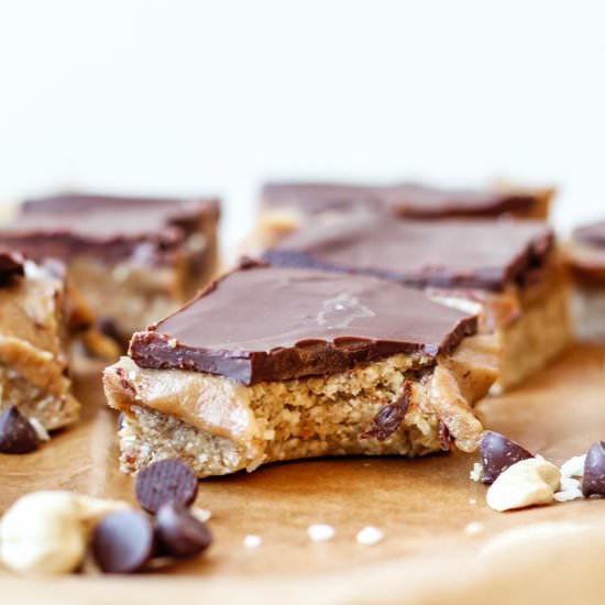Vegan Triple Layer Caramel Bars