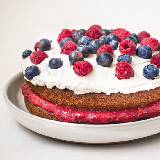 Vegan Berry Sponge Cake (gf)