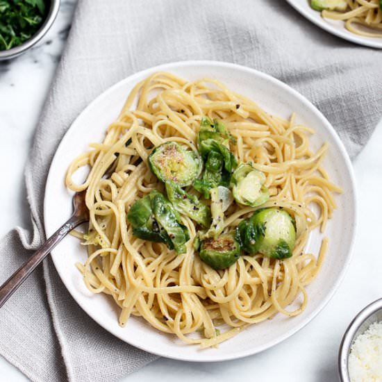 Lemon Garlic Brussels Sprout Pasta