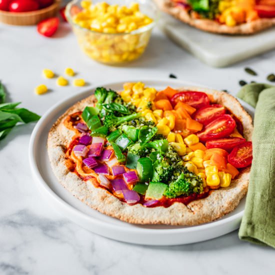 Kid Friendly Vegan Rainbow Pizza
