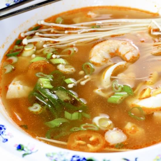 Korean Soft Tofu Broth With Shrimp