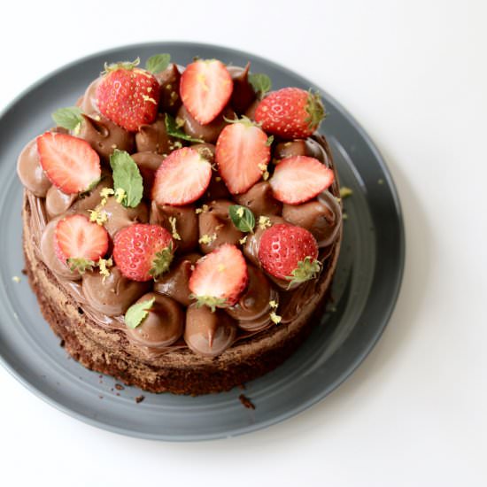 Strawberry Lemon Brownie Cake
