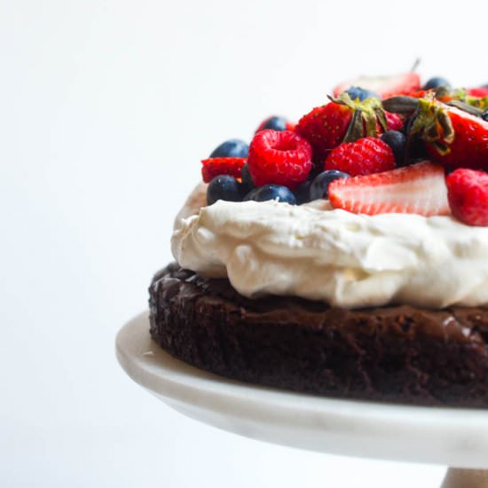 Brownie Cake with Fresh Berries