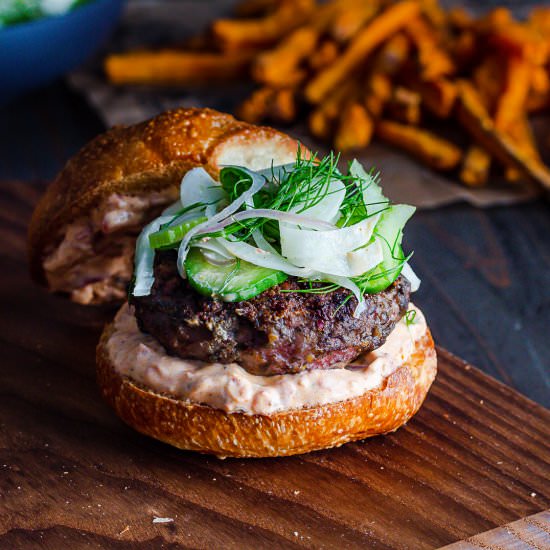 Spiced Lamb Burger with fennel Slaw