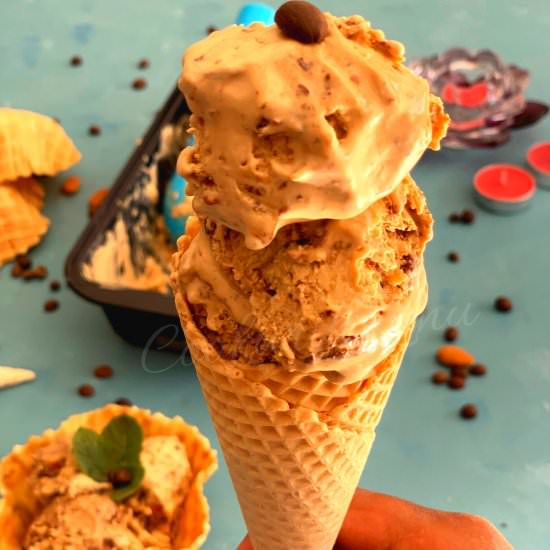 No-Churn Coffee Almond Ice Cream
