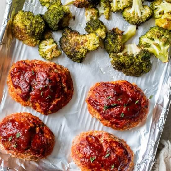 SheetPan Turkey Meatloaf & Broccoli