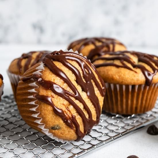 Sour cream banana chocolate muffins