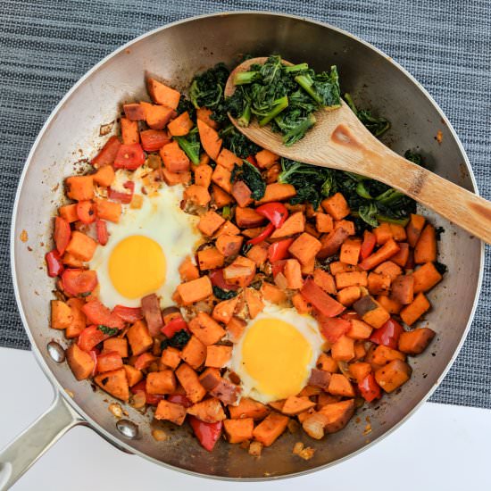 Sweet Potato Hash, Kale, and Eggs