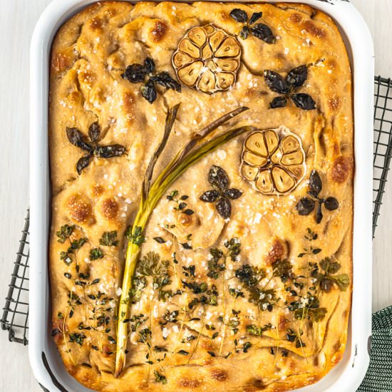 Floral Art Sourdough Focaccia
