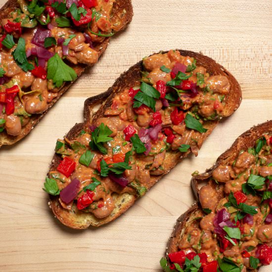 Cranberry Bean Salad on Toast