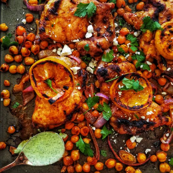 easy chicken thighs and chickpeas
