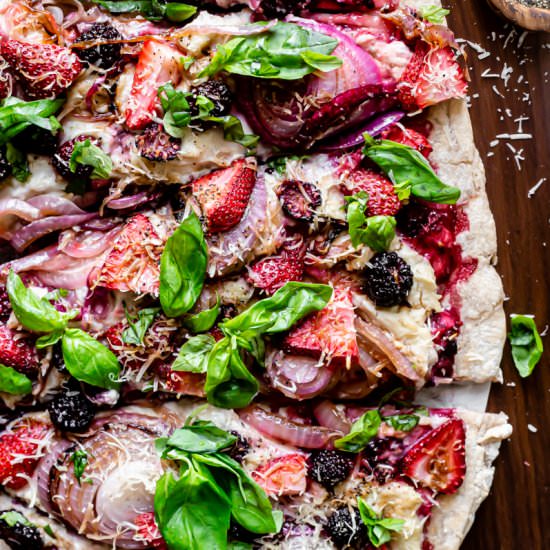 Strawberry Blackberry Basil Pizza