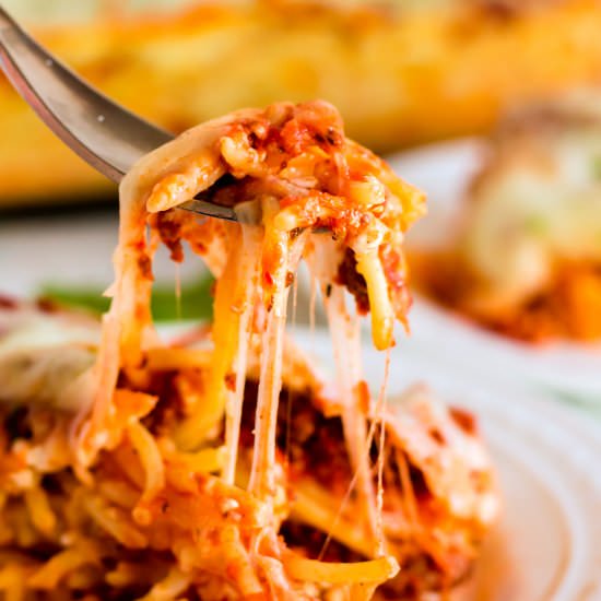 Cheesy Baked Spaghetti Recipe