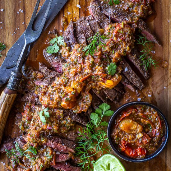 Skirt Steak with Tiger Bite Sauce