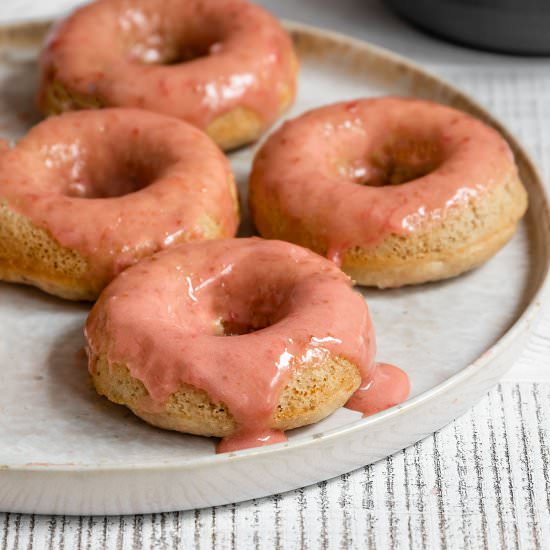 Vegan Strawberry Rhubarb Donuts