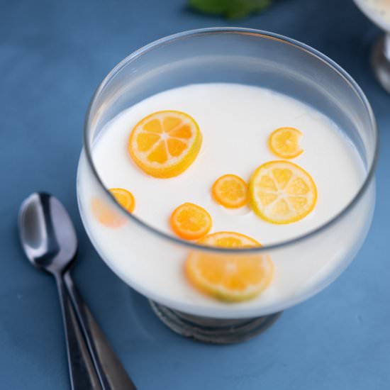LEMON POSSETS WITH KUMQUATS