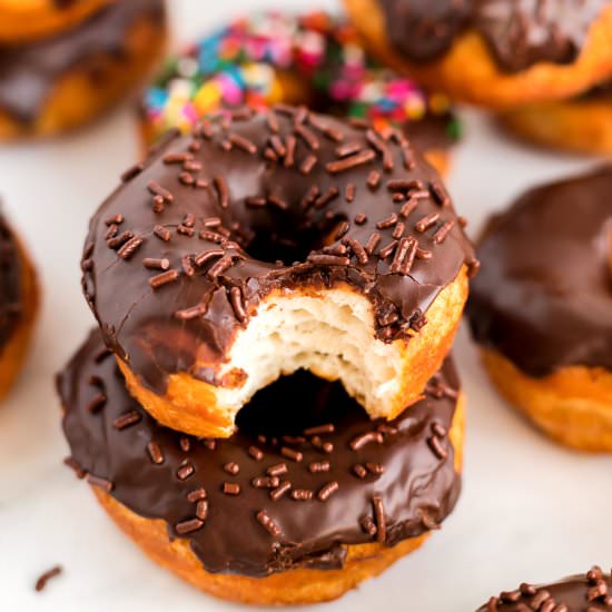 Chocolate Glazed Biscuit Donuts