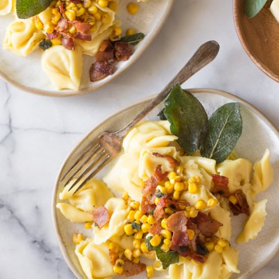 Creamy Tortellini w/ Bacon and Corn
