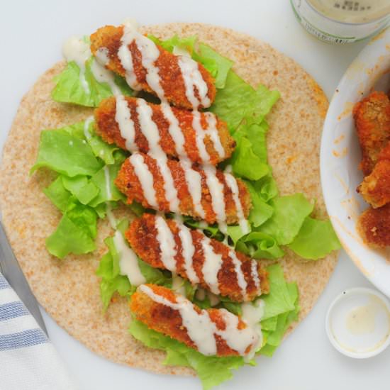 Crunchy Buffalo Tempeh Wraps