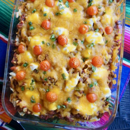 Beef & Bean Nacho Casserole