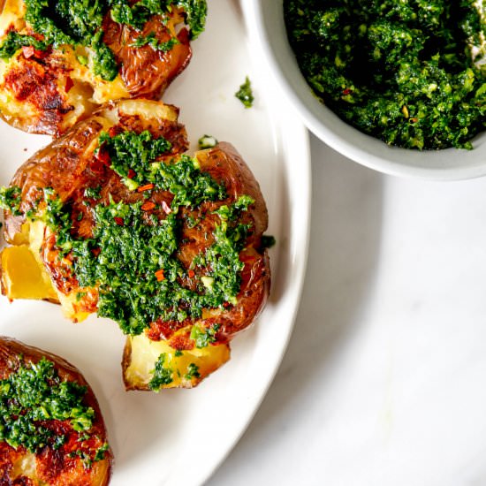 Smashed Potatoes w/ Gremolata