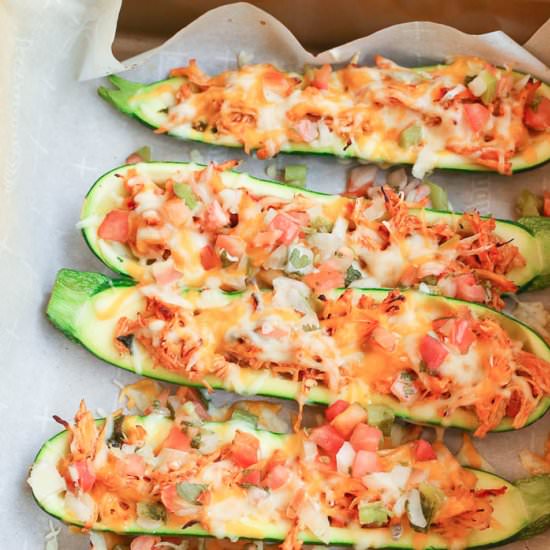 Chicken Taco Stuffed Zucchini Boats