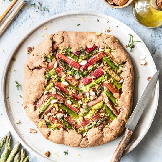 Rhubarb asparagus galette
