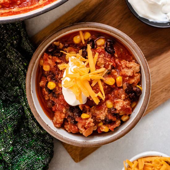 Turkey, corn, and black bean chili