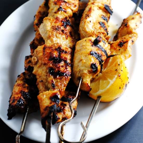 Moroccan chicken skewers
