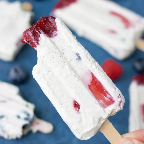Vegan Berries and Cream Popsicles