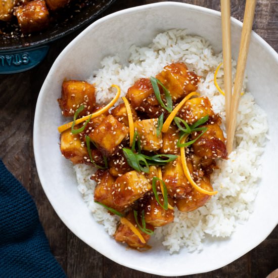Sticky Vegan Orange Chicken