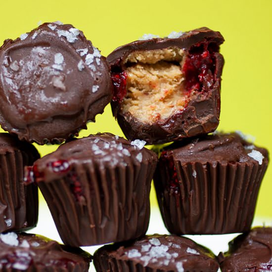 Cashew Butter Raspberry Choc Cups