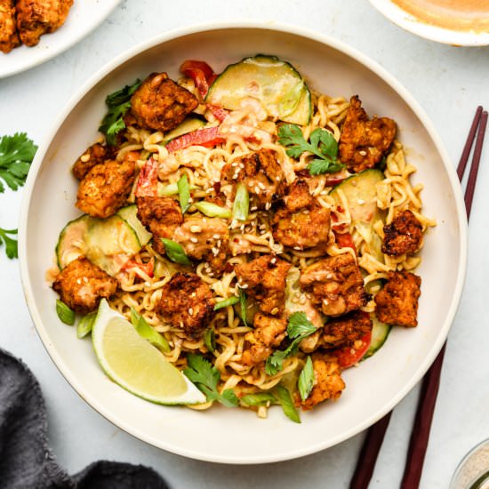peanut noodles with satay tempeh