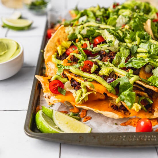 Layered Spicy Black Bean Nachos