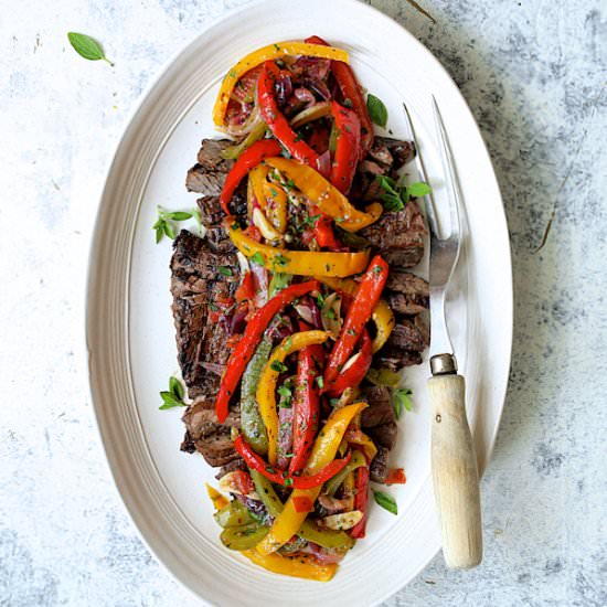Grilled Skirt Steak w/Peperonata