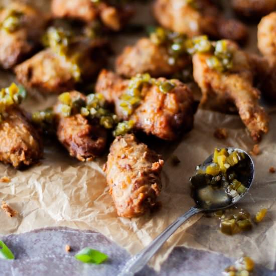 Fried Wings with Candied Jalapeños